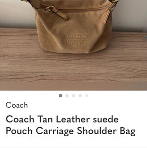 Coach Tan Leather suede Pouch Carriage Shoulder Bag